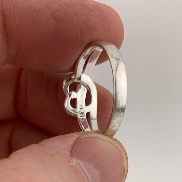 STERLING SILVER 925 LOVE KNOT HEART BAND RING SIZE 7.25 - Picture 6 of 10